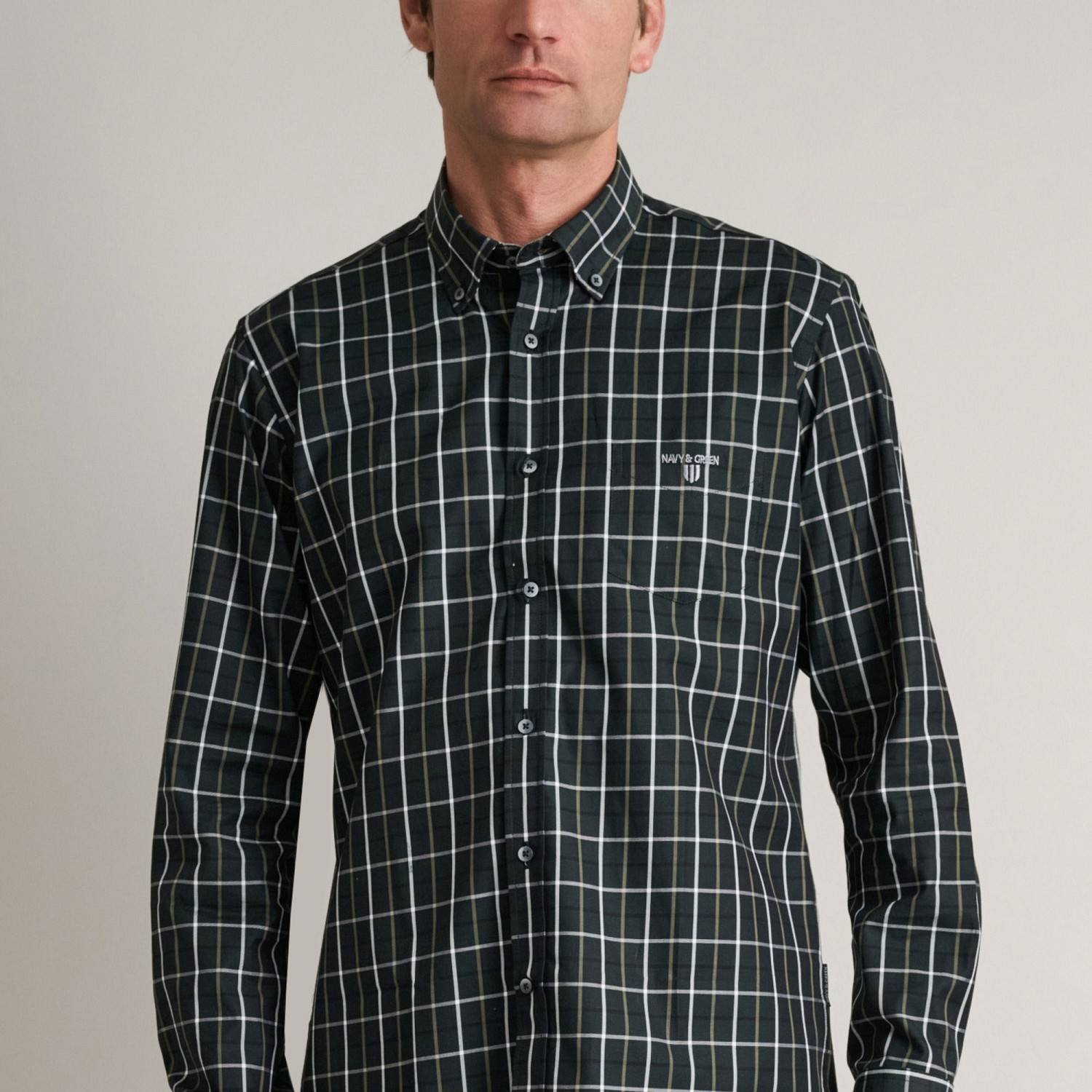 Unisex Καρό Πουκάμισο Comfort Fit NAVY & GREEN Unisex Καρό Πουκάμισο Comfort Fit NAVY & GREEN