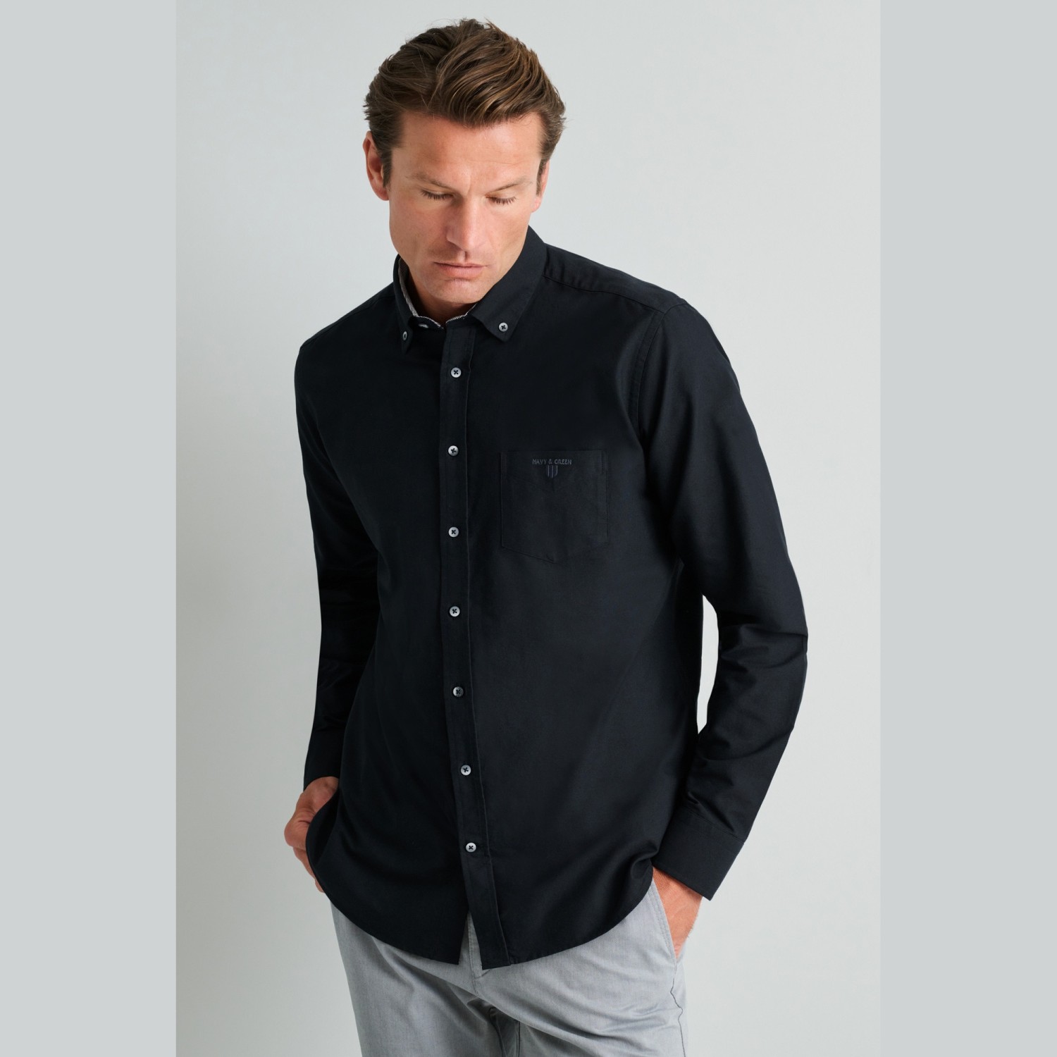 Unisex Πουκάμισο Comfort Fit με Τσέπη NAVY & GREEN