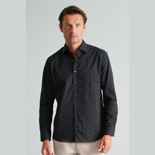 Unisex Πουκάμισο Fit Line με Print Πουά NAVY & GREEN