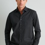 Unisex Πουκάμισο Fit Line με Print Πουά NAVY & GREEN
