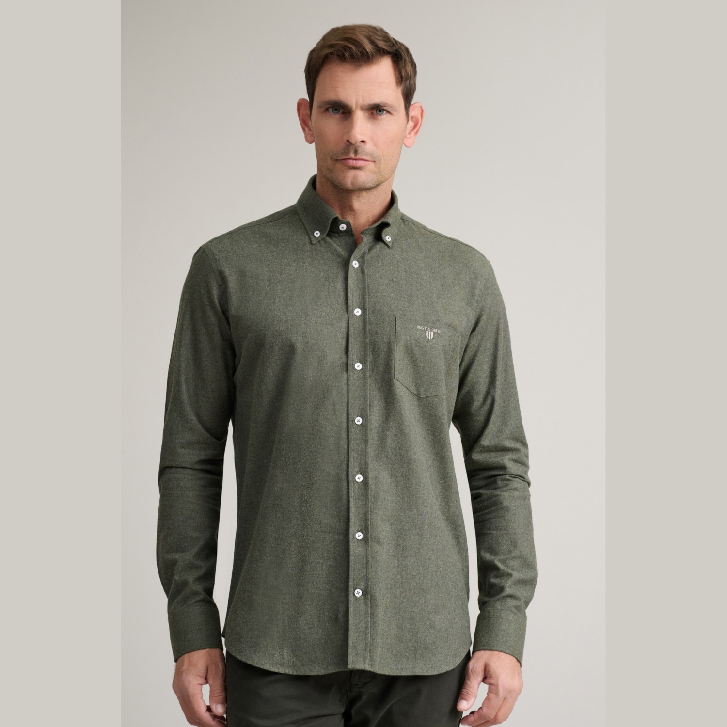 Unisex Πουκάμισο Comfort Fit με Τσέπη NAVY & GREEN