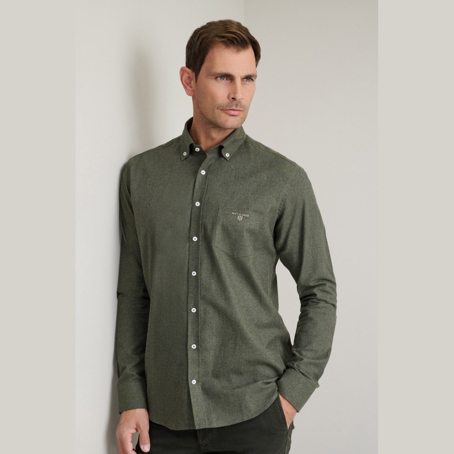 Unisex Πουκάμισο Comfort Fit με Τσέπη NAVY & GREEN