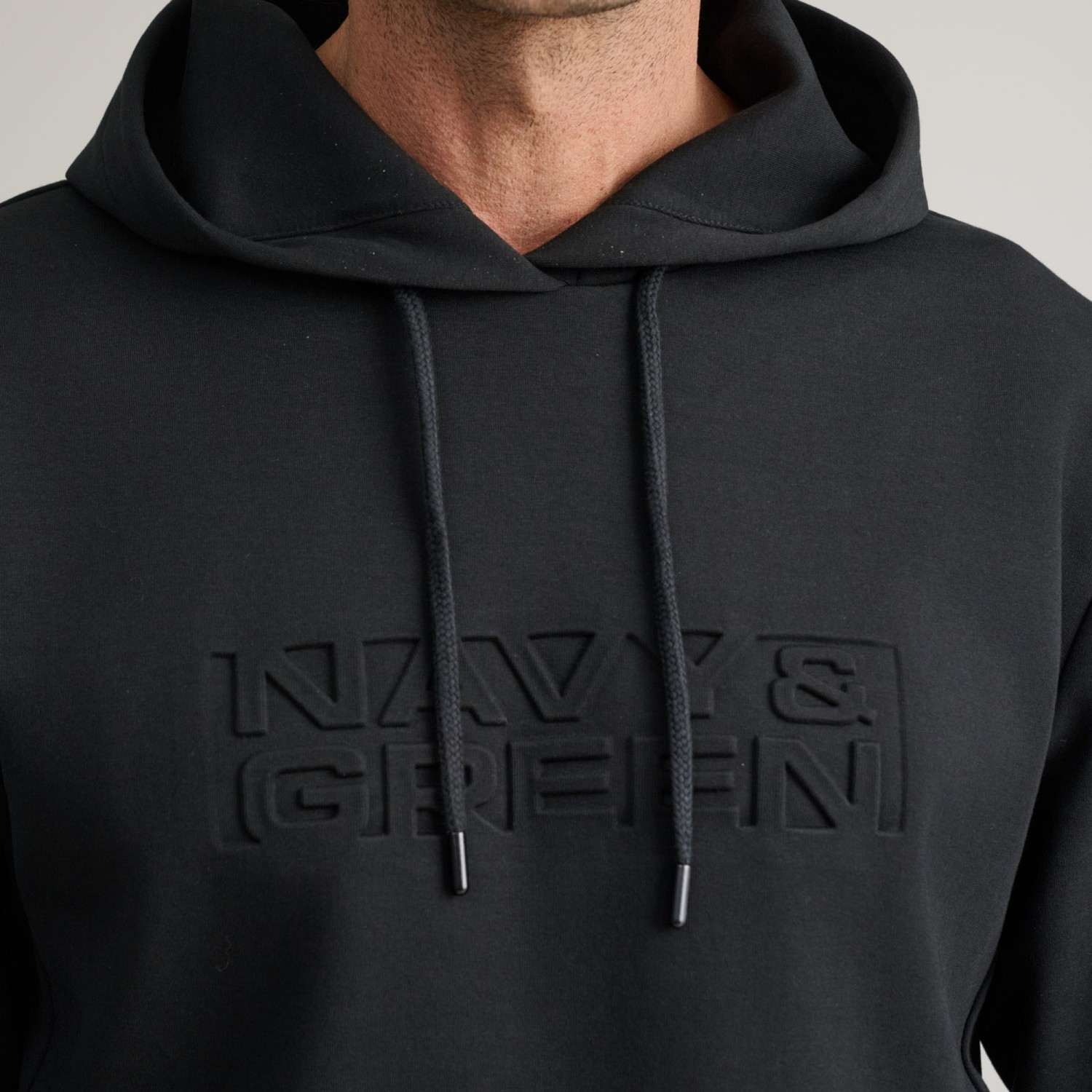 Unisex Φούτερ με Κουκούλα και Ανάγλυφο Λογότυπο NAVY & GREEN