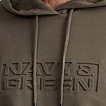 Unisex Φούτερ με Κουκούλα και Ανάγλυφο Λογότυπο NAVY & GREEN