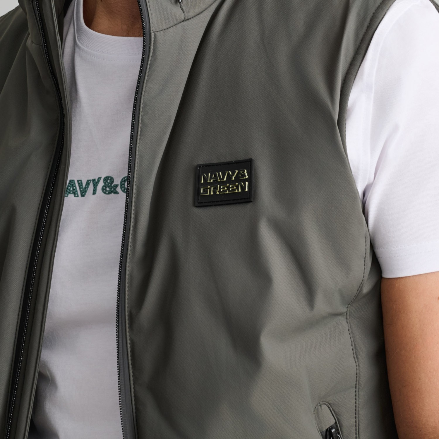 Unisex Αμάνικο Μπουφάν Γιλέκο με Ψηλό Γιακά NAVY & GREEN