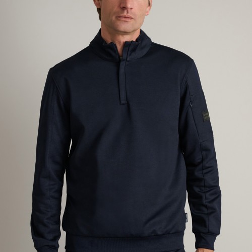 Unisex Μπλούζα Λουπέτο με Φερμουάρ Μακρυμάνικη NAVY & GREEN