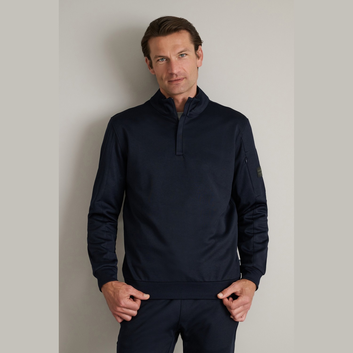 Unisex Μπλούζα Λουπέτο με Φερμουάρ Μακρυμάνικη NAVY & GREEN