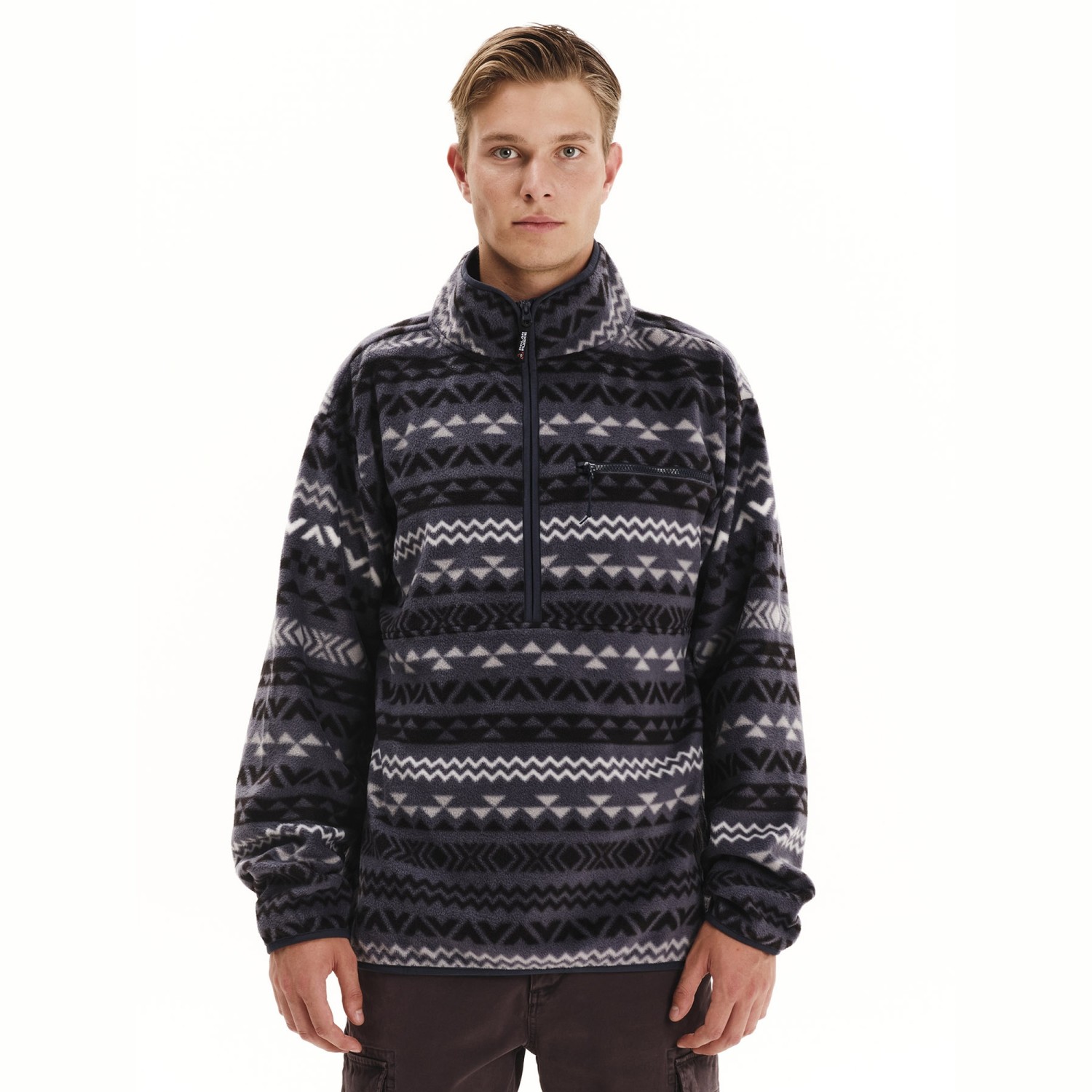 Ανδρική Fleece Μπλούζα με Φερμουάρ και Print EMERSON