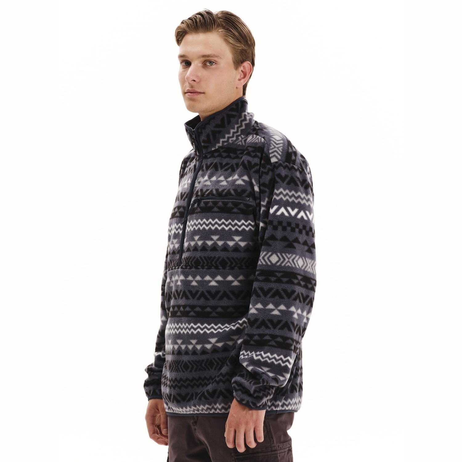 Ανδρική Fleece Μπλούζα με Φερμουάρ και Print EMERSON