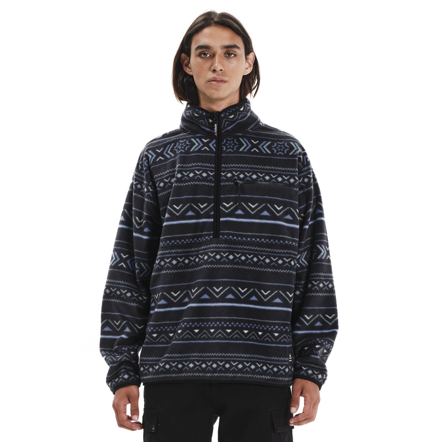 Ανδρική Fleece Μπλούζα με Φερμουάρ και Print EMERSON