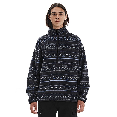 Ανδρική Fleece Μπλούζα με Φερμουάρ και Print EMERSON