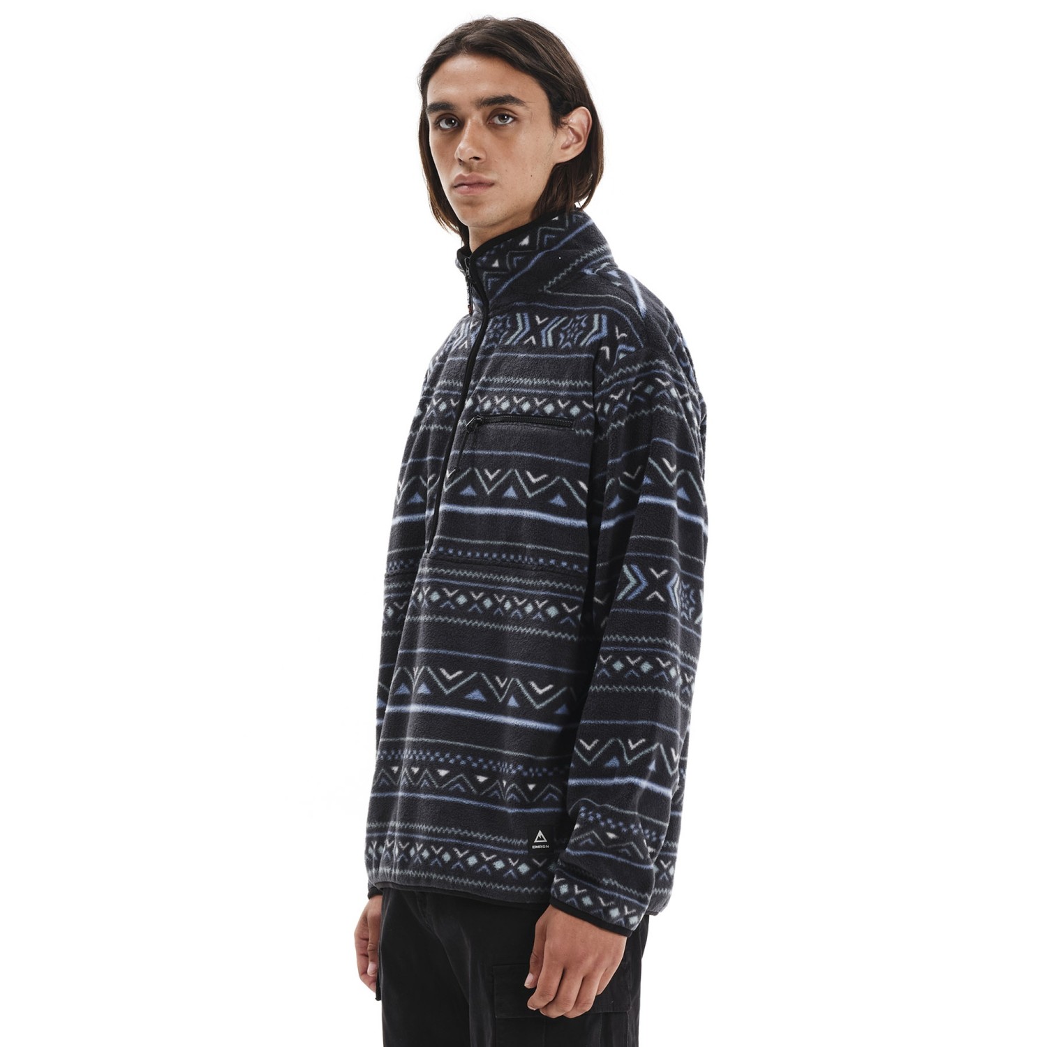 Ανδρική Fleece Μπλούζα με Φερμουάρ και Print EMERSON