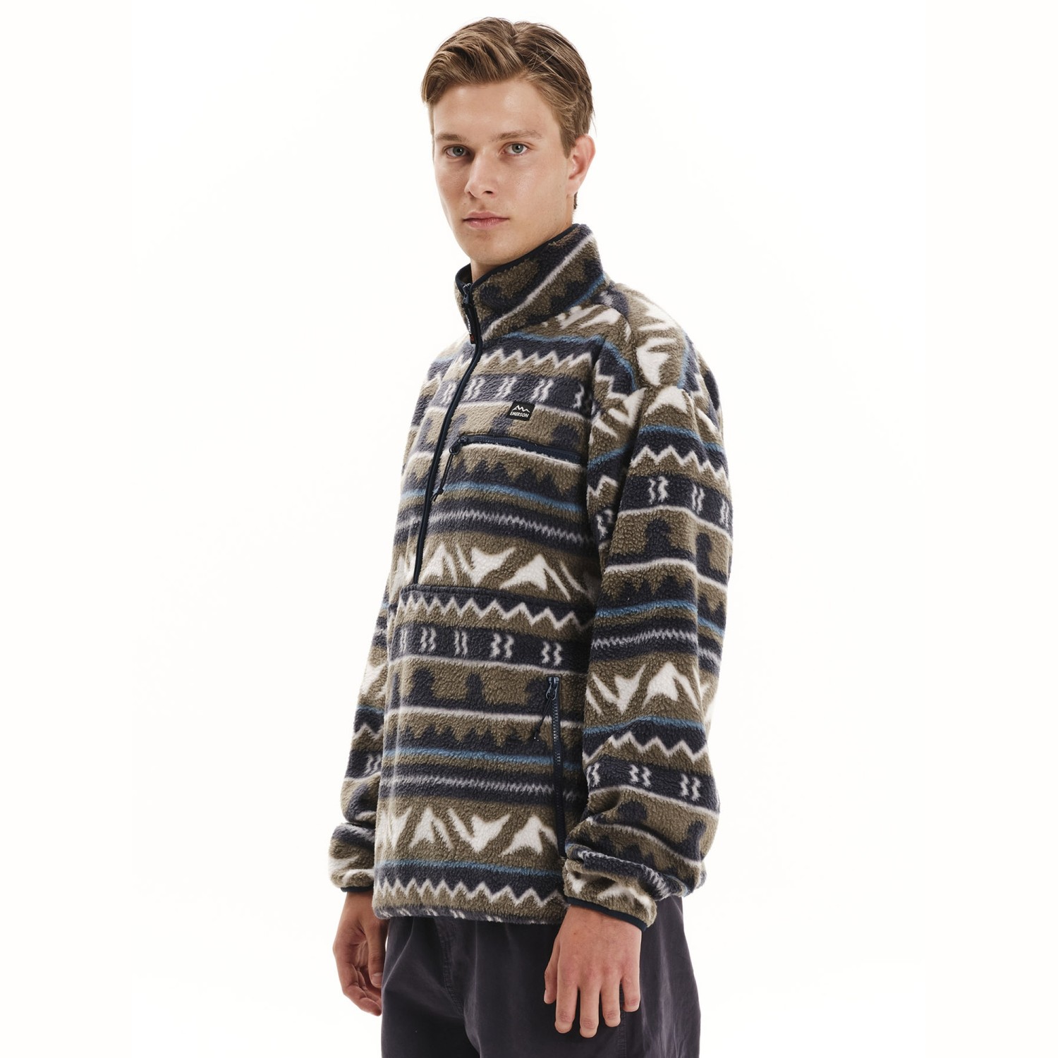 Ανδρική Fleece Μπλούζα με Φερμουάρ και Print EMERSON