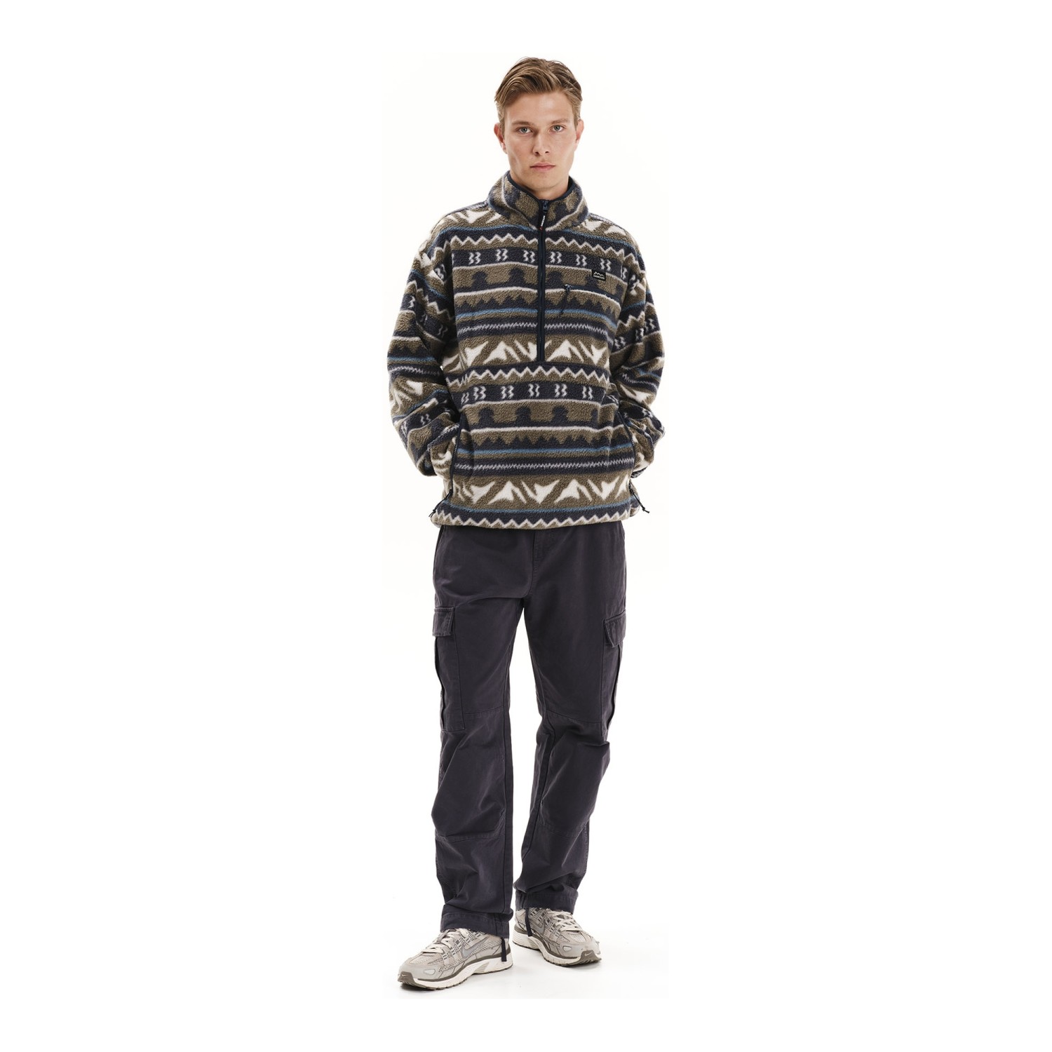Ανδρική Fleece Μπλούζα με Φερμουάρ και Print EMERSON