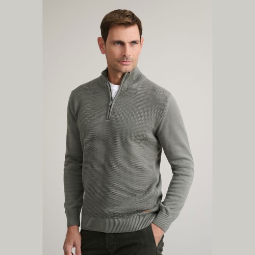 Unisex Πλεκτό Βαμβακερό Λούπετο με Φερμουάρ NAVY & GREEN