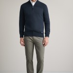 Unisex Πλεκτό Λουπέτο με Φερμουάρ NAVY & GREEN
