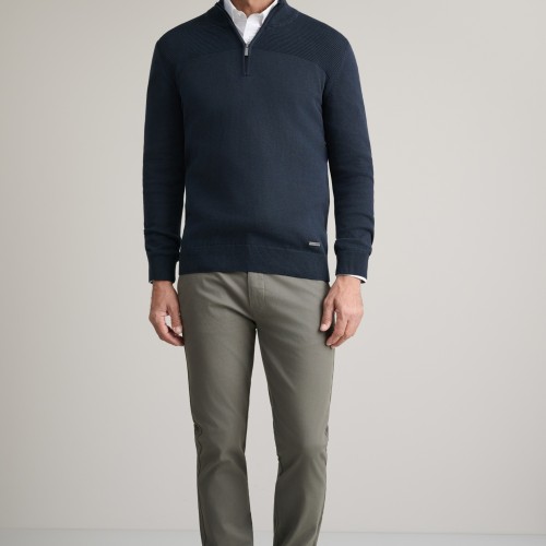 Unisex Πλεκτό Λουπέτο με Φερμουάρ NAVY & GREEN