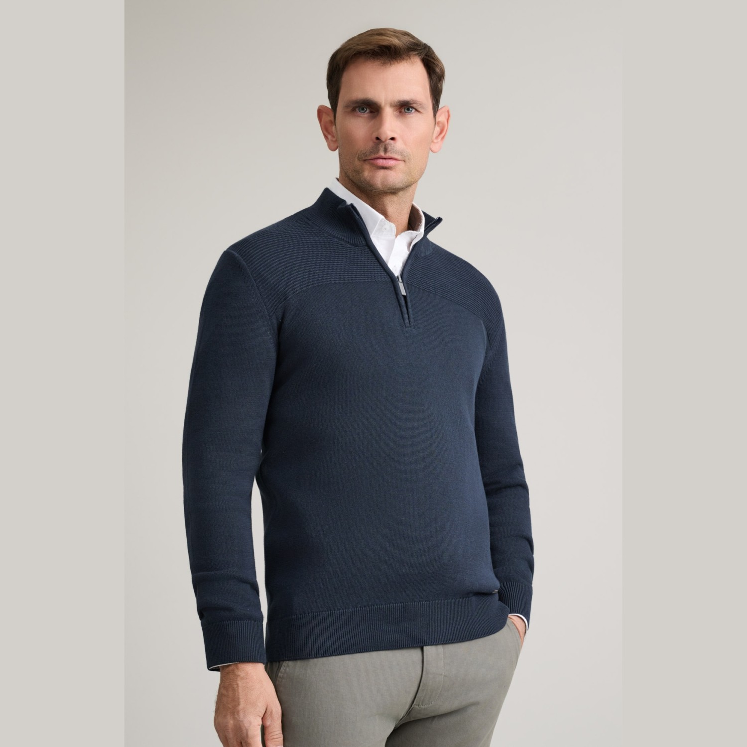 Unisex Πλεκτό Λουπέτο με Φερμουάρ NAVY & GREEN
