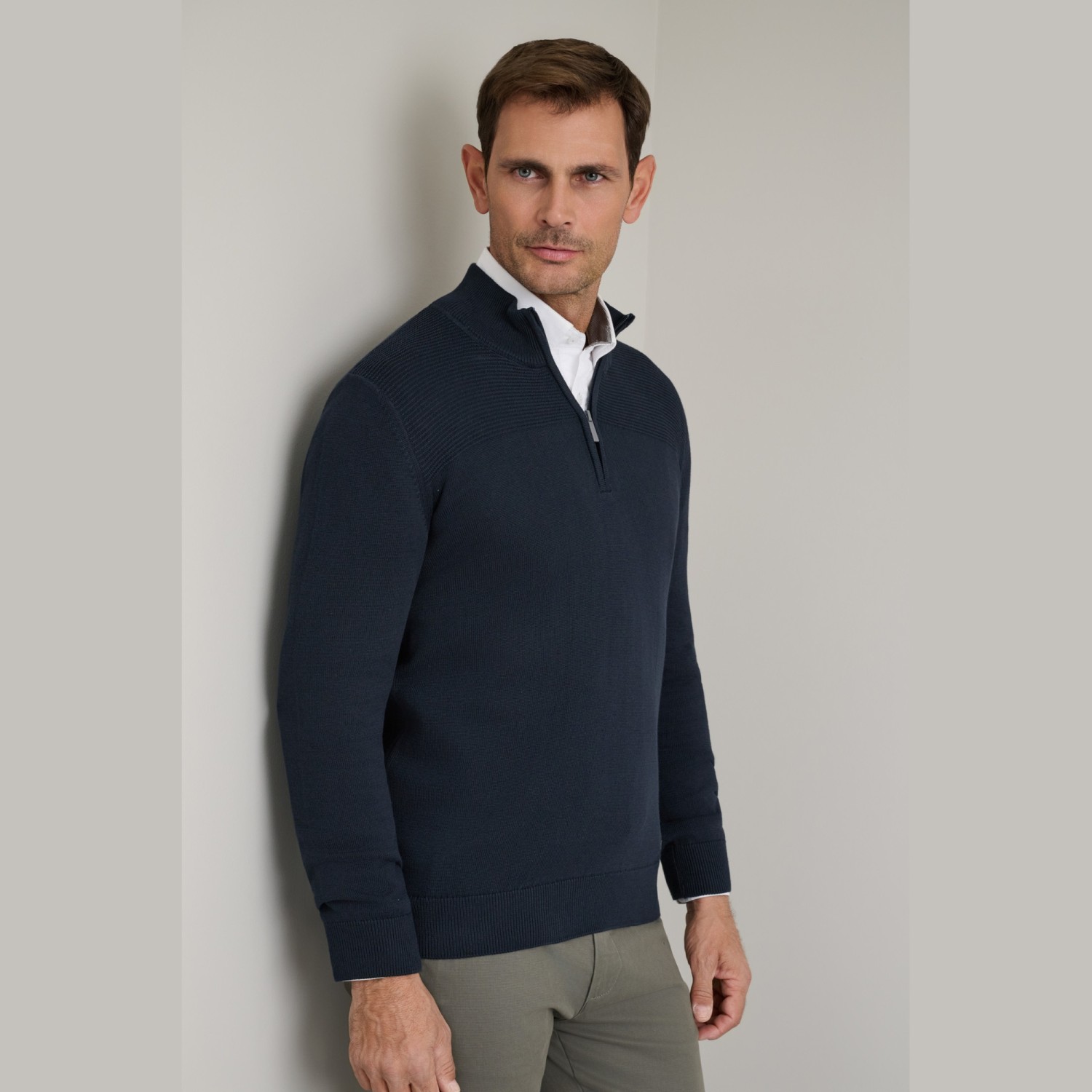 Unisex Πλεκτό Λουπέτο με Φερμουάρ NAVY & GREEN