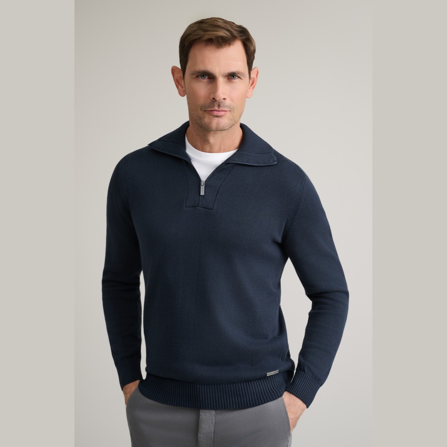 Unisex Πλεκτό Λουπέτο με Φερμουάρ NAVY & GREEN