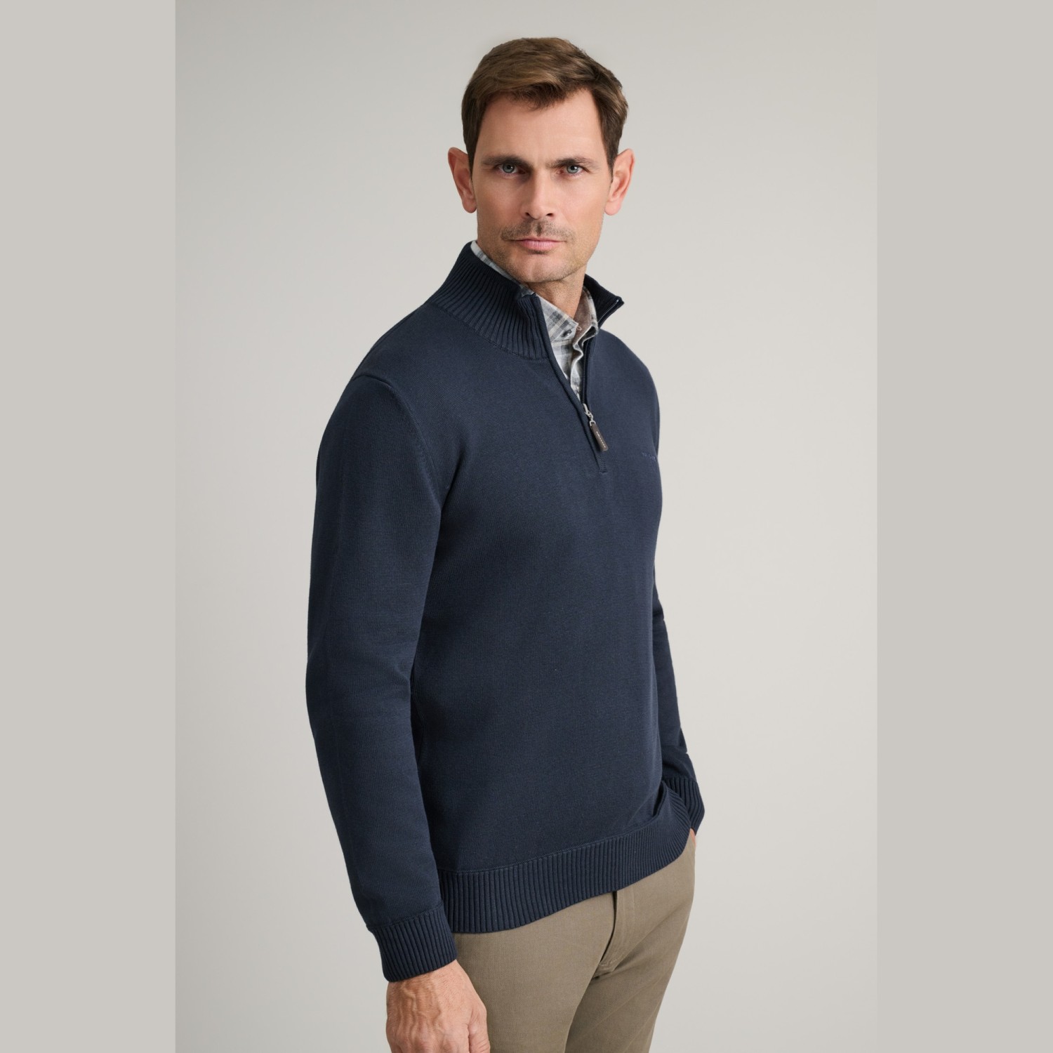 Unisex Πλεκτό Λούπετο με Φερμουάρ NAVY & GREEN