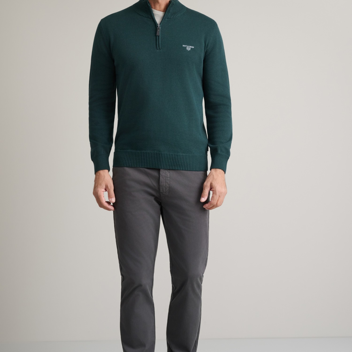 Unisex Πλεκτό Λούπετο με Φερμουάρ NAVY & GREEN