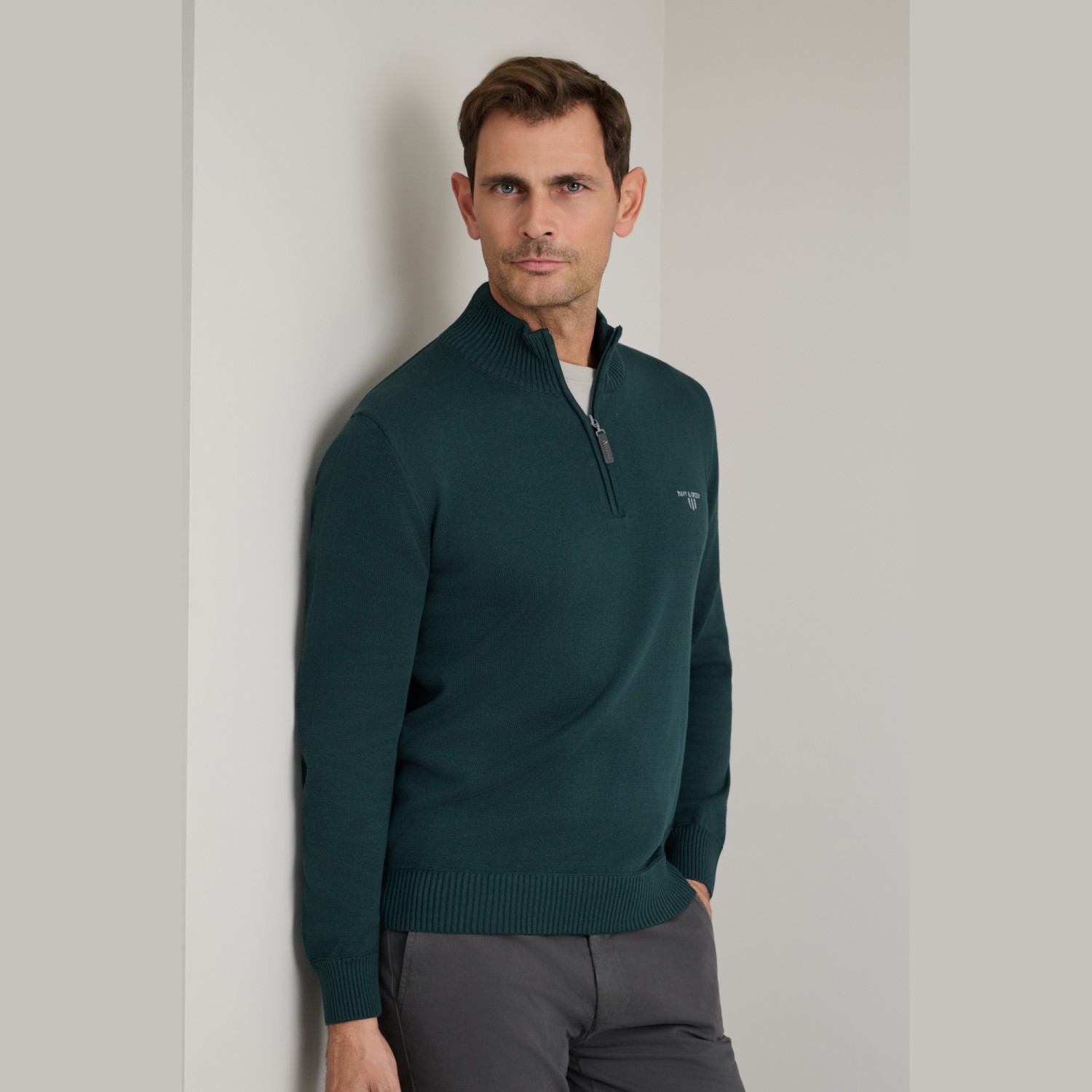 Unisex Πλεκτό Λούπετο με Φερμουάρ NAVY & GREEN