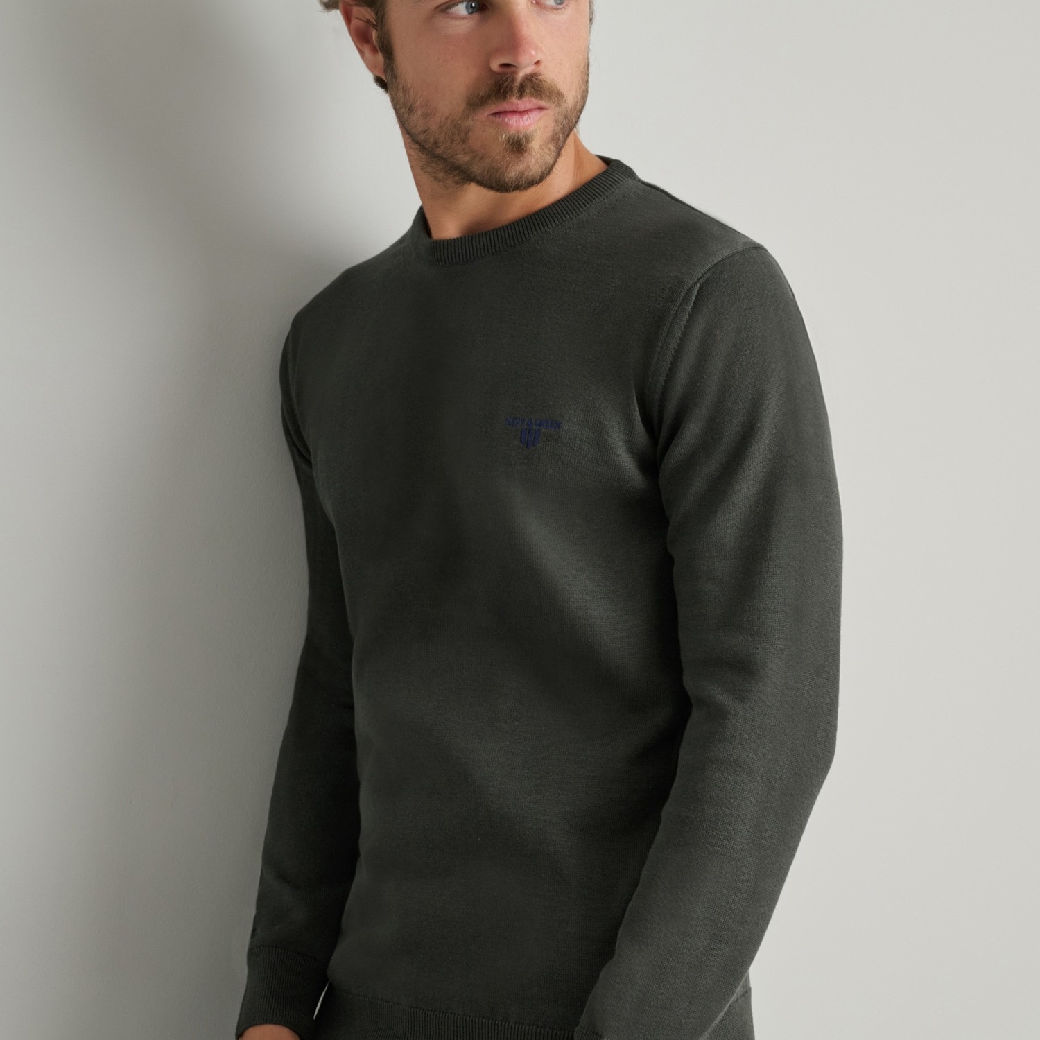 Unisex Πλεκτό Βαμβακερό με Λαιμόκοψη NAVY & GREEN