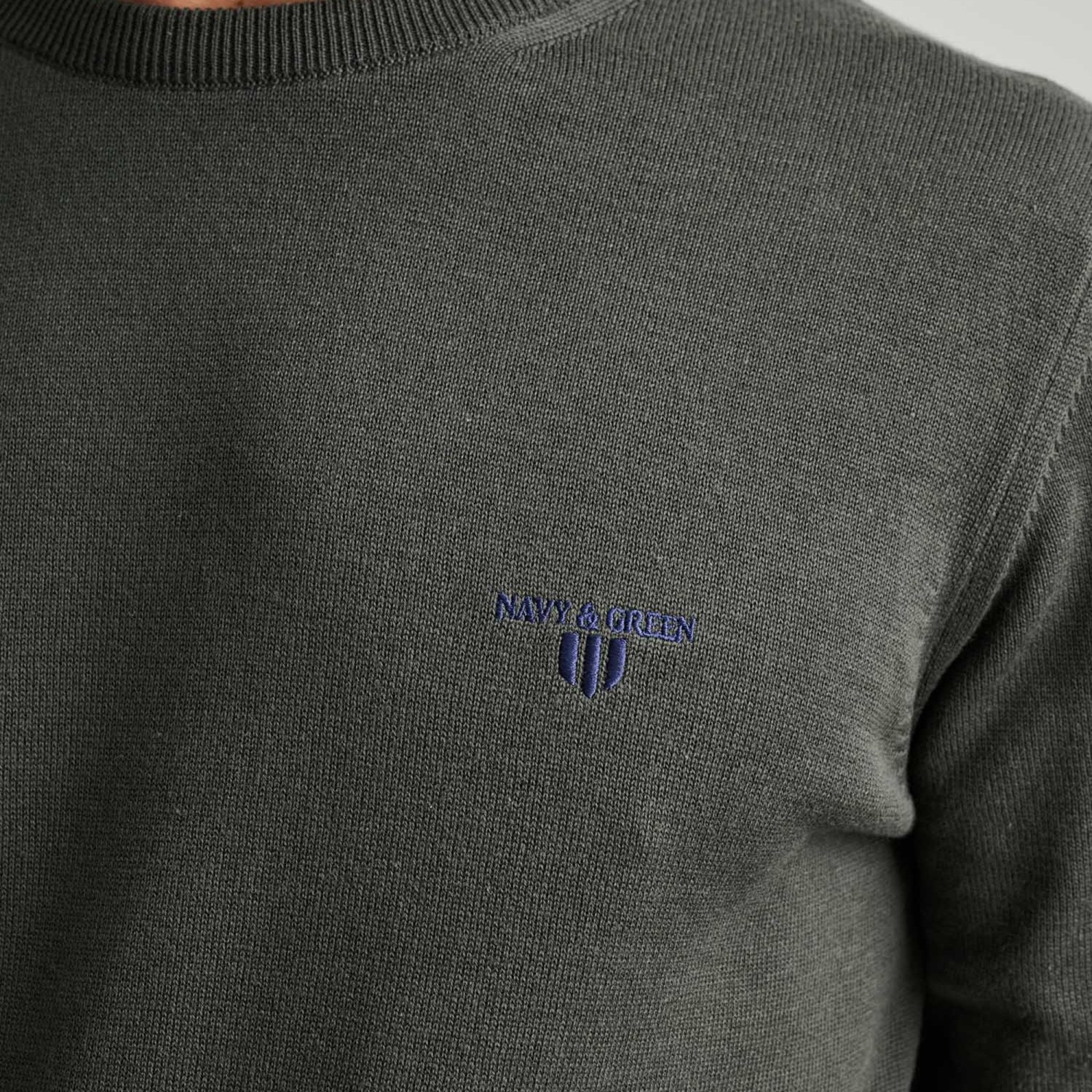 Unisex Πλεκτό Βαμβακερό με Λαιμόκοψη NAVY & GREEN