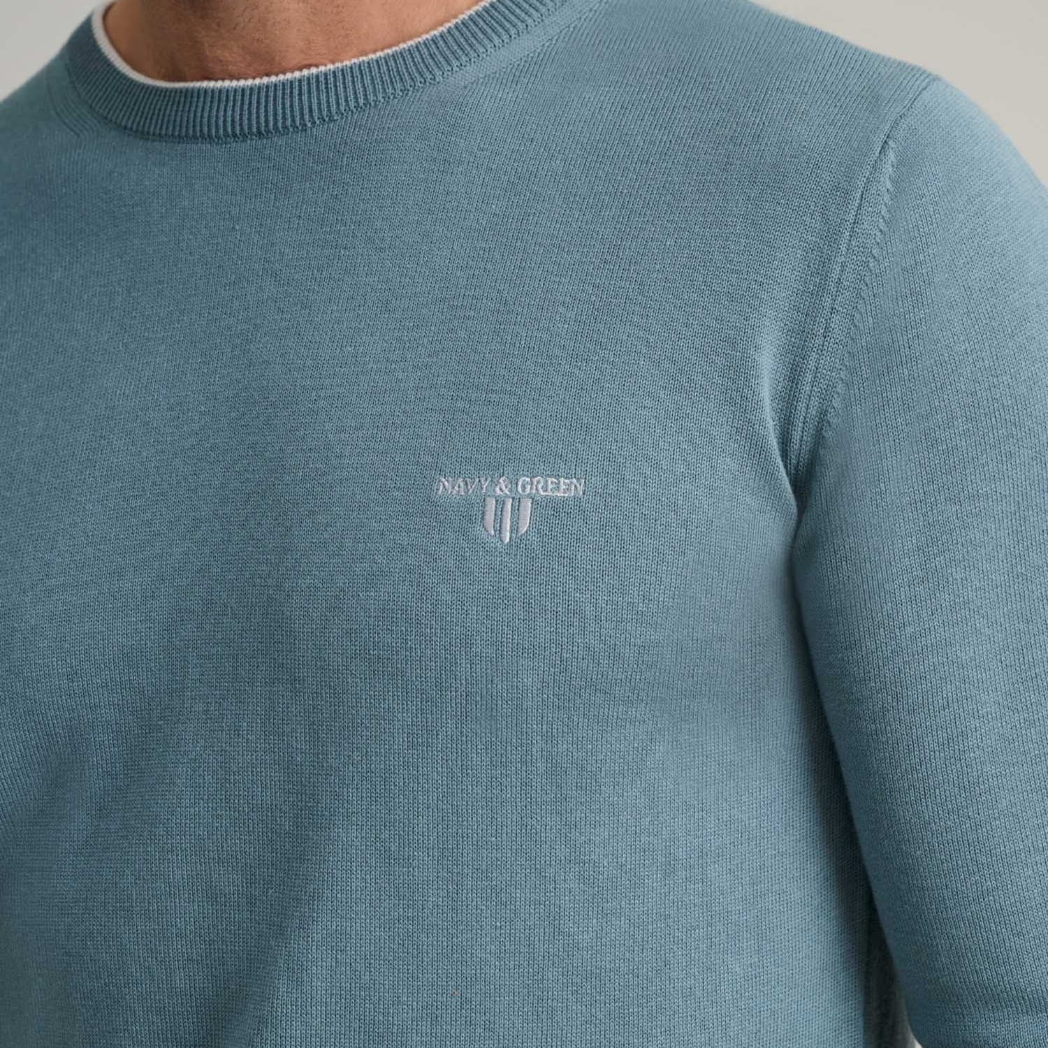 Unisex Πλεκτό Πουλόβερ Λαιμόκοψη NAVY & GREEN Unisex Πλεκτό Πουλόβερ Λαιμόκοψη NAVY & GREEN