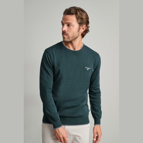 Unisex Πλεκτό Πουλόβερ Λαιμόκοψη NAVY & GREEN