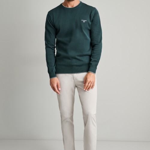 Unisex Πλεκτό Πουλόβερ Λαιμόκοψη NAVY & GREEN