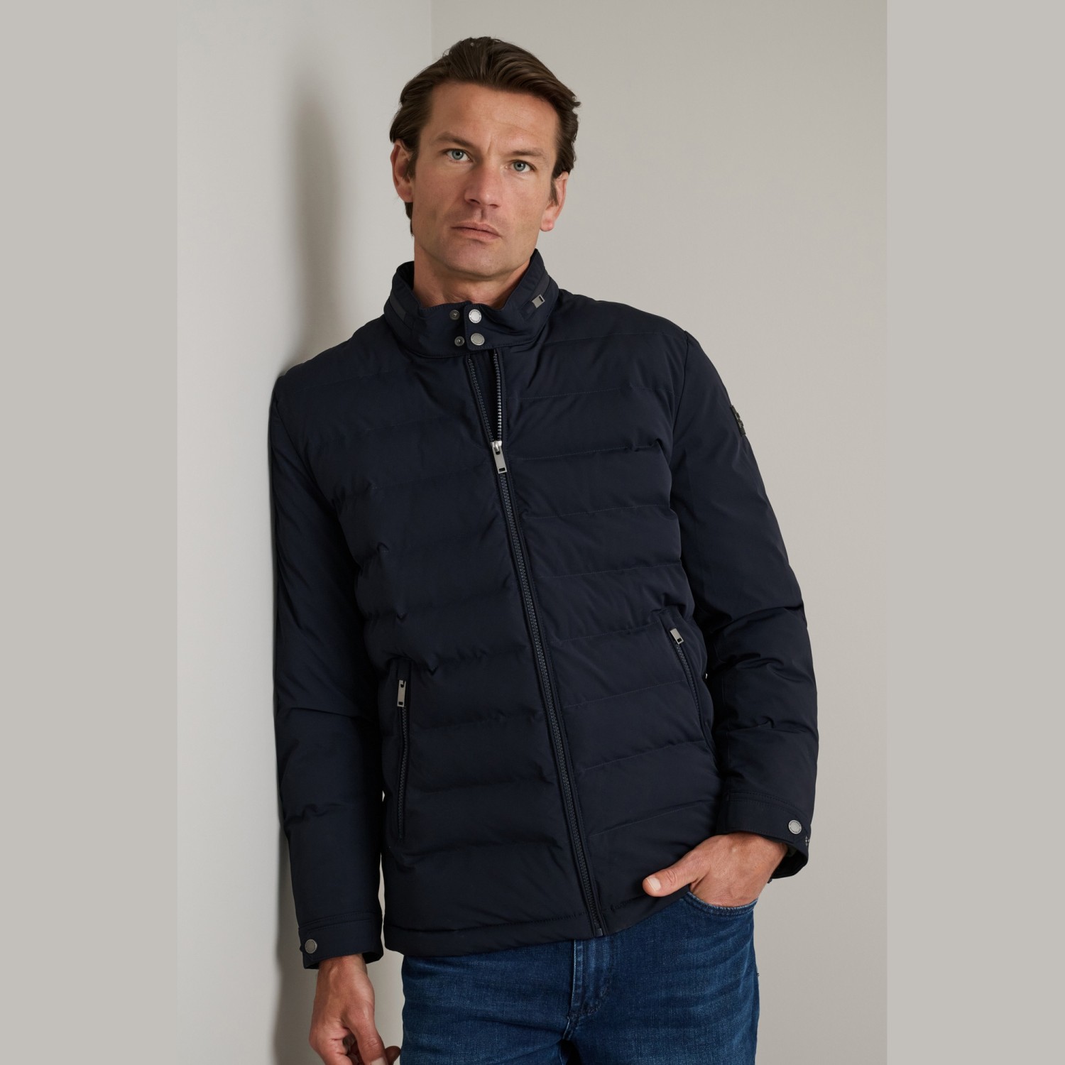 Unisex Καπιτονέ Τζάκετ με Αποσπώμενη Κουκούλα NAVY & GREEN Unisex Καπιτονέ Τζάκετ με Αποσπώμενη Κουκούλα NAVY & GREEN