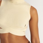 Γυναικείο Αμάνικο Crop Top Ζιβάγκο με Λεπτομέρεια SUGARFREE