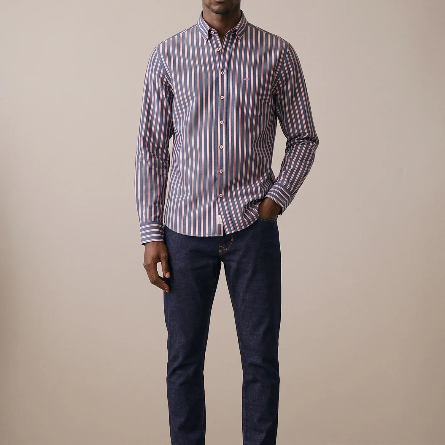Ανδρικό Ριγέ Πουκάμισο με Γιακά Button-Down FYNCH-HATTON