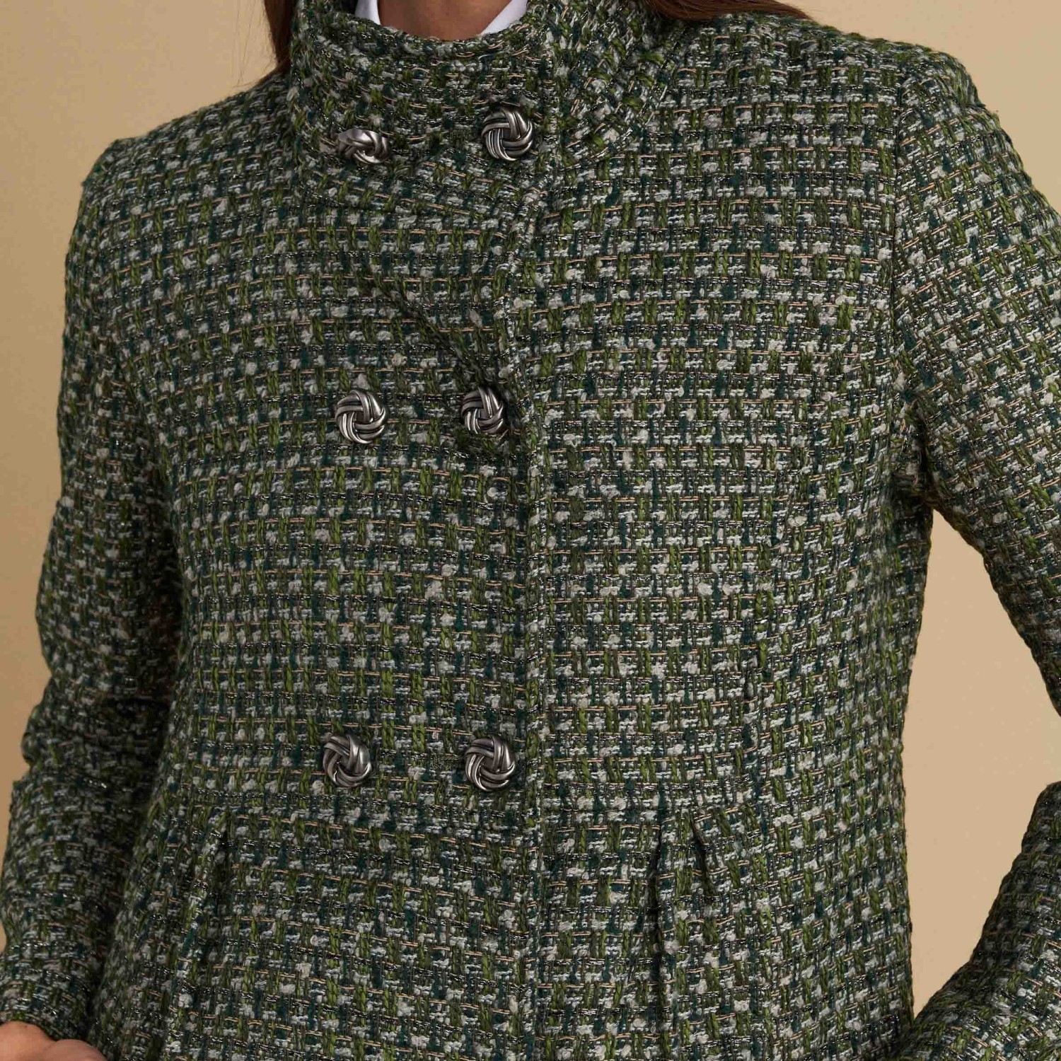 Γυναικείο Ημίπαλτο Tweed με Διπλό Κούμπωμα ATTRATTIVO