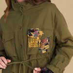 Γυναικείο Μακρύ Μπουφάν με Κεντήματα και Τσέπες ATTRATTIVO Γυναικείο Μακρύ Μπουφάν με Κεντήματα και Τσέπες ATTRATTIVO