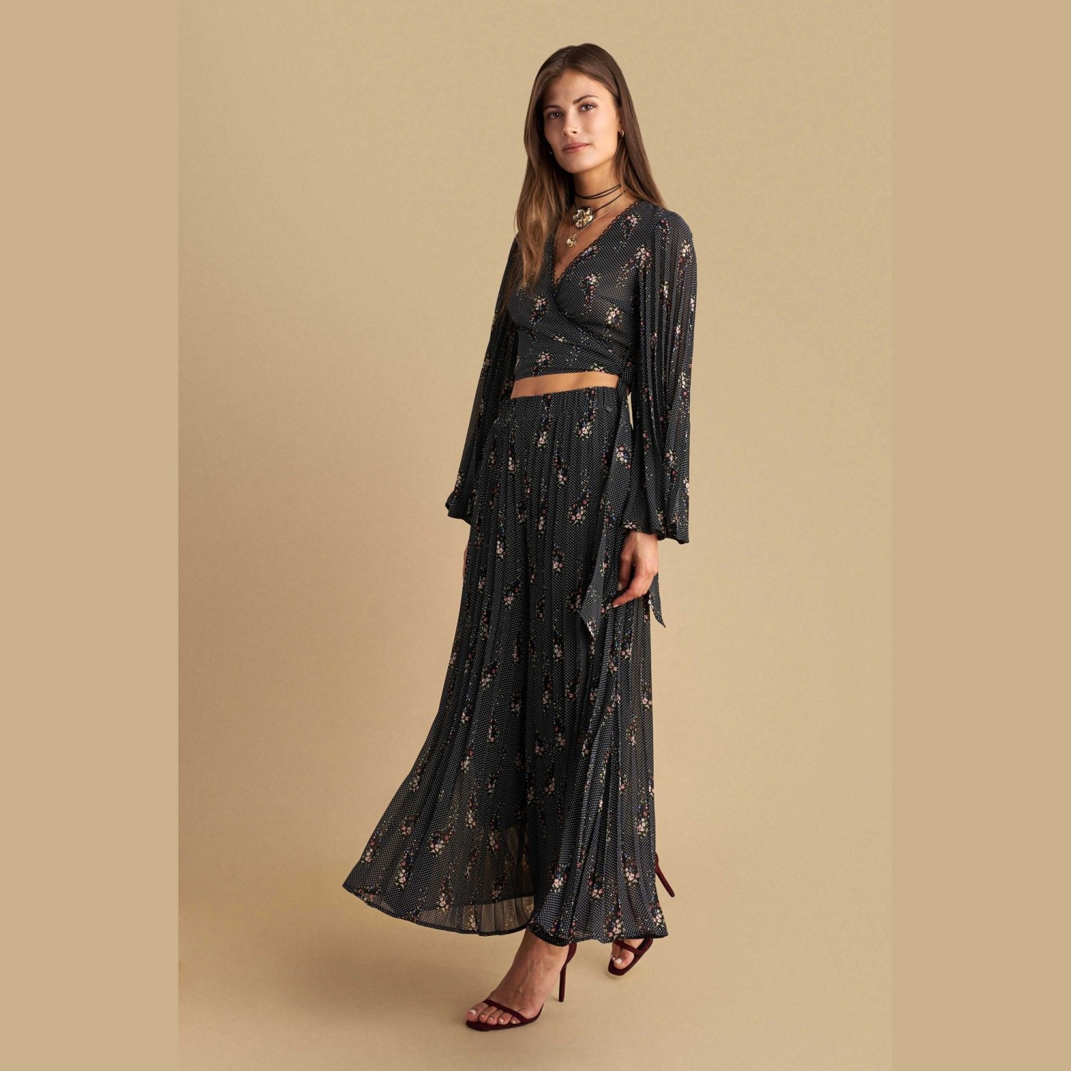 Γυναικεία Maxi Φούστα Πλισέ με Floral Print ATTRATTIVO Γυναικεία Maxi Φούστα Πλισέ με Floral Print ATTRATTIVO