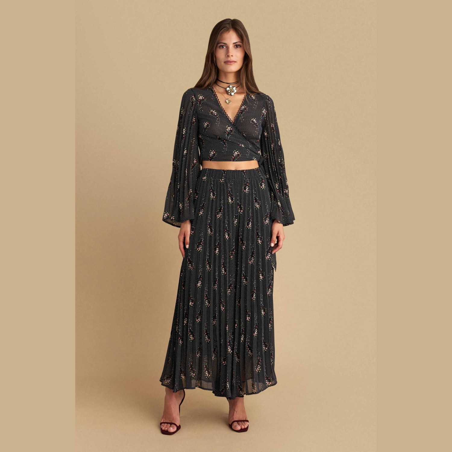 Γυναικεία Maxi Φούστα Πλισέ με Floral Print ATTRATTIVO Γυναικεία Maxi Φούστα Πλισέ με Floral Print ATTRATTIVO