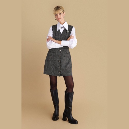 Γυναικείο Κοντό Αμάνικο Φόρεμα με Κουμπιά ATTRATTIVO