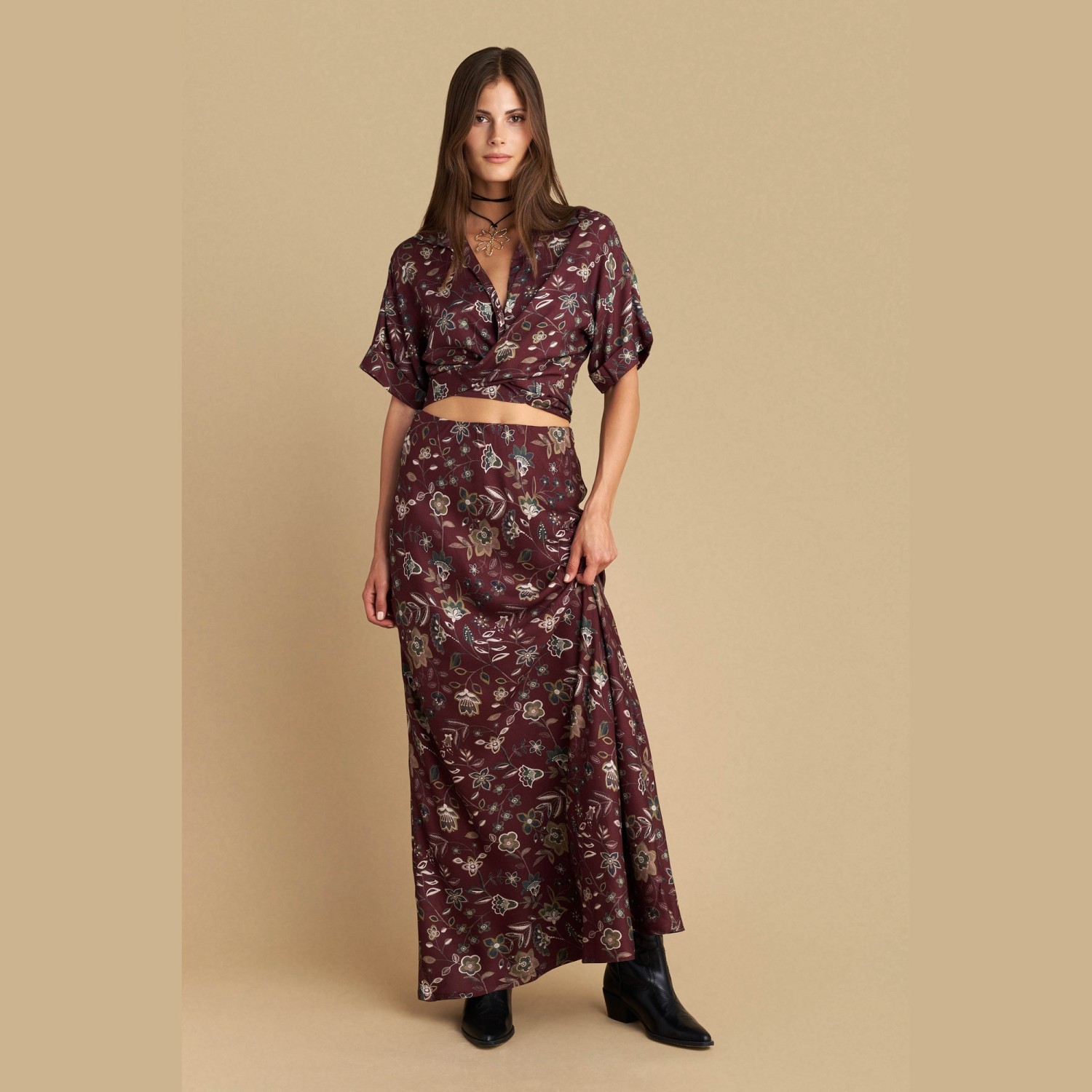 Γυναικεία Μακριά Φούστα με Floral Print ATTRATTIVO Γυναικεία Μακριά Φούστα με Floral Print ATTRATTIVO