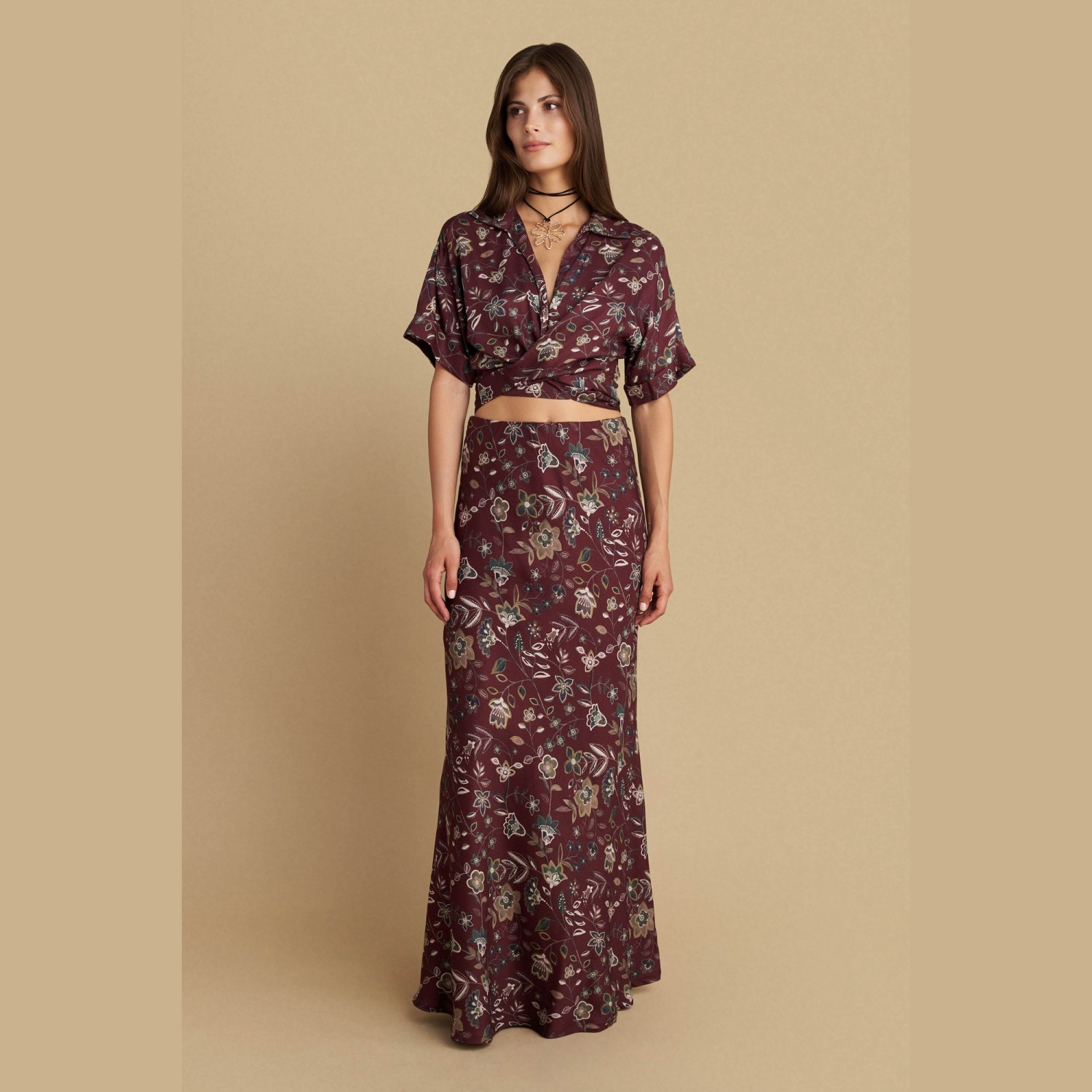 Γυναικεία Μακριά Φούστα με Floral Print ATTRATTIVO Γυναικεία Μακριά Φούστα με Floral Print ATTRATTIVO