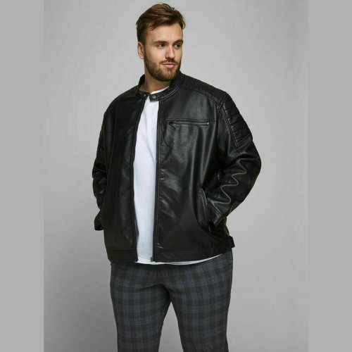 Ανδρικό Δερμάτινο Μπουφάν Biker Στυλ JACK & JONES