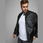 Ανδρικό Δερμάτινο Μπουφάν Biker Στυλ JACK & JONES