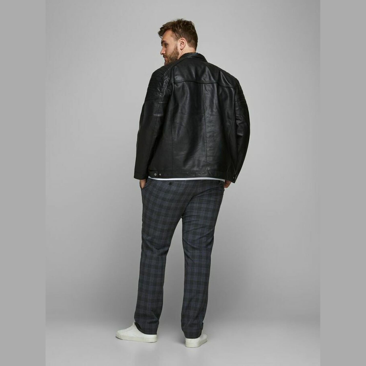 Ανδρικό Δερμάτινο Μπουφάν Biker Στυλ JACK & JONES