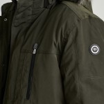 Unisex Τζάκετ με Κουκούλα και Γούνα NAVY & GREEN