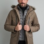 Unisex Τζάκετ με Αποσπώμενη Κουκούλα και Γούνα NAVY & GREEN