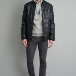 Unisex Δερμάτινο Τζάκετ με Κουκούλα NAVY & GREEN