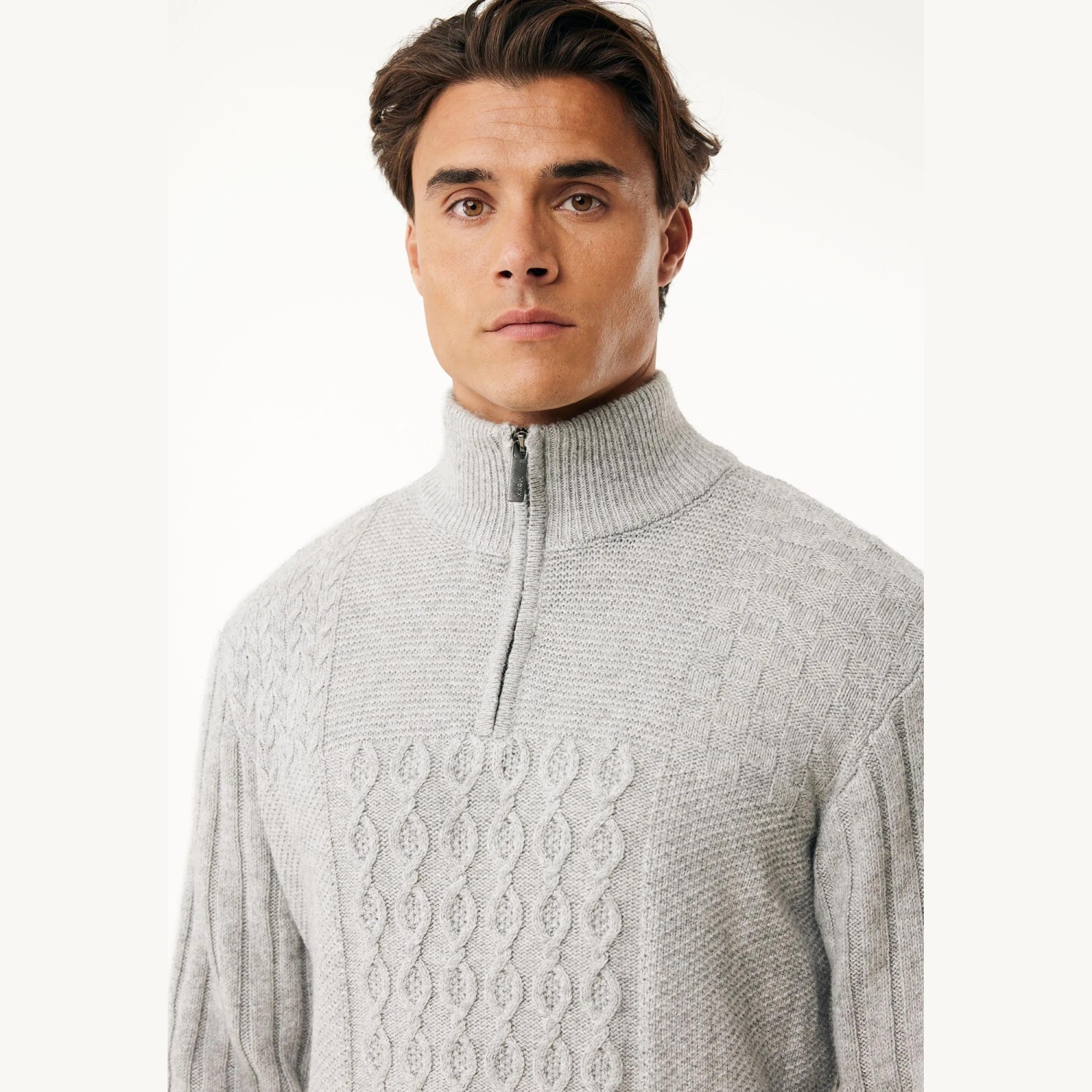 Ανδρική Πλεκτή Μπλούζα Half Zip Patchwork MEXX