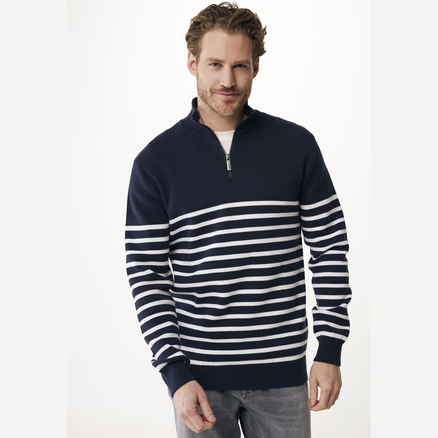 Ανδρική Ριγέ Μπλούζα Half Zip MEXX